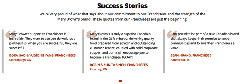 Mary Brown's Franchise Testimonials